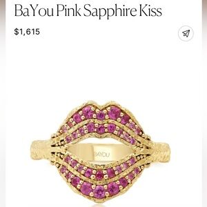 14k Gold and Pink sapphire size 5 ring, bayou with love
